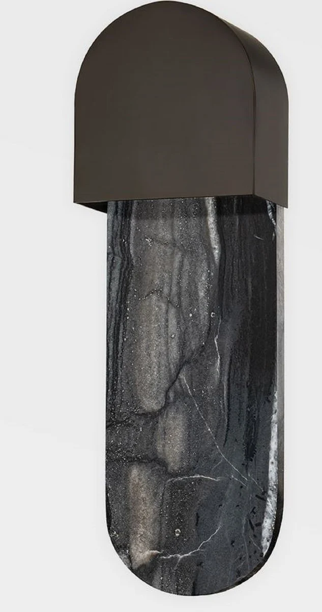 Casa Padrino Luxus Marmor LED Wandleuchte Schwarz 13,34 x 8,26 x H. 40,64 cm - Wohnzimmer Wandleuchte - Hotel Wandleuchte - Restaurant Wandleuchte - Luxus Leuchten - Luxus Interior