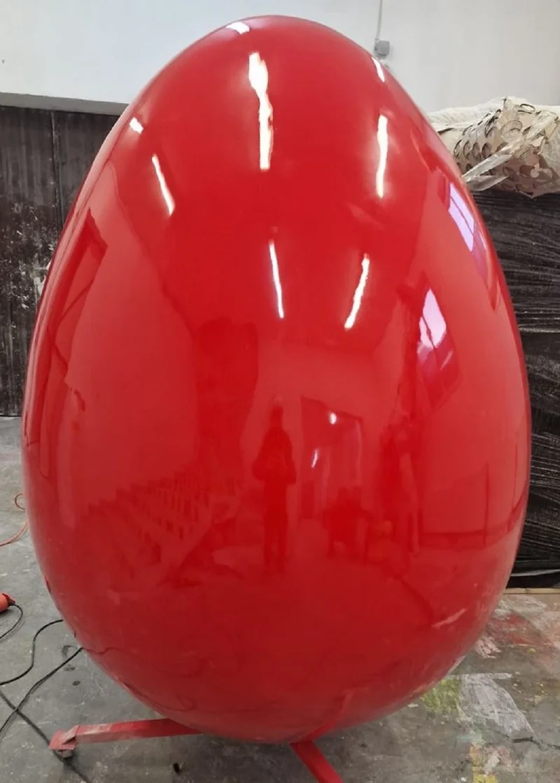 Casa Padrino Luxus XXL Deko Osterei mit Ständer Rot 160 cm