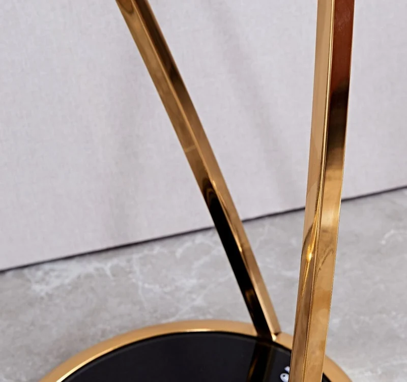Casa Padrino Luxus Beistelltisch Gold / Schwarz Ø 35 x H. 90 cm - Runder Edelstahl Blumentisch mit getönten Glasplatten - Wohnzimmer Möbel - Luxus Möbel