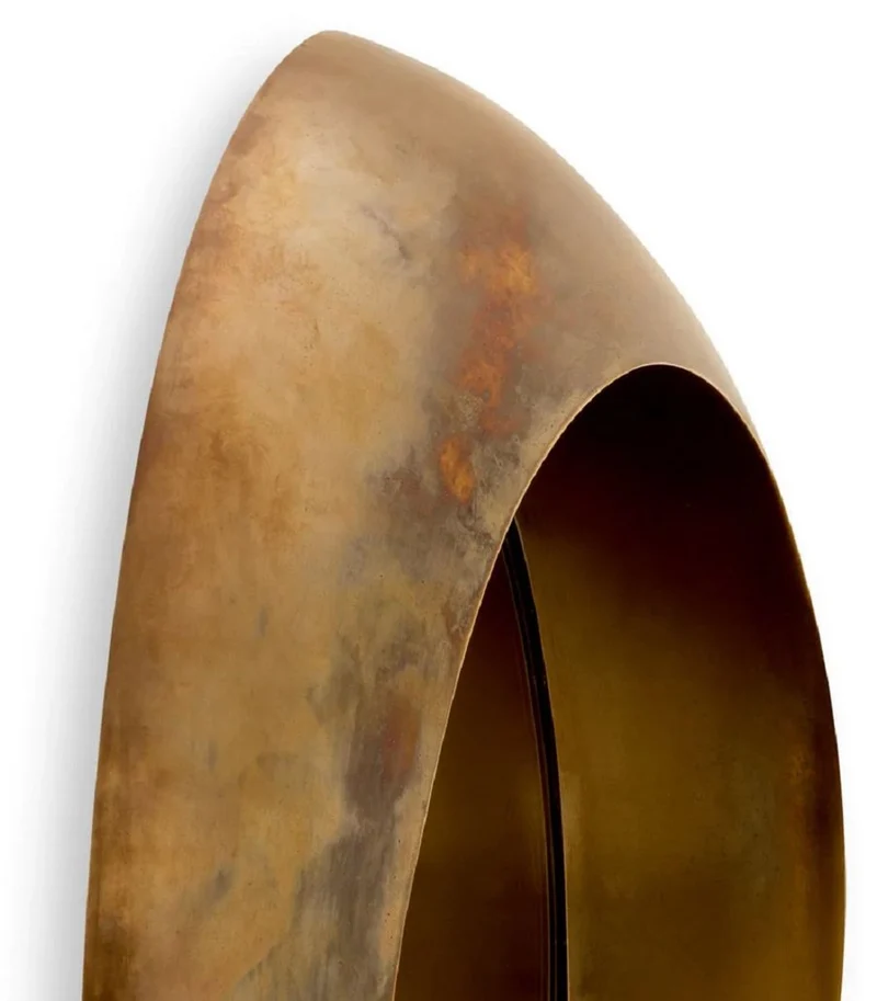 Casa Padrino Luxus Aluminium Wandspiegel Vintage Messing Ø 50 cm - Runder Wohnzimmer Spiegel - Schlafzimmer Spiegel - Garderoben Spiegel - Luxus Möbel - Luxus Einrichtung