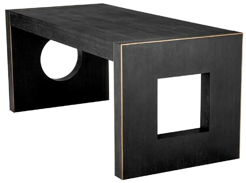Casa Padrino Luxus Schreibtisch mit 3 Schubladen Schwarzgrau / Bronze 180,5 x 80 x H. 76 cm - Bürotisch - Computertisch - Büro Möbel - Luxus Möbel - Luxus Einrichtung - Luxus Qualität