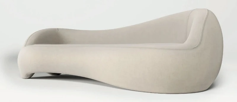 Casa Padrino Luxus Samt Sofa Creme 280 x 105 x H. 68 cm - Wohnzimmer Sofa - Hotel Sofa - Wohnzimmer Möbel - Hotel Möbel - Luxus Möbel