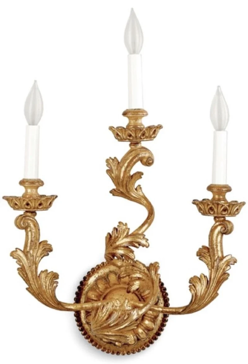 Casa Padrino Luxus Barock Wandleuchte Antik Gold 47 x 22 x H. 56 cm - Prunkvolle Wandlampe im Barockstil - Barock Leuchten - Luxus Qualität - Made in Italy