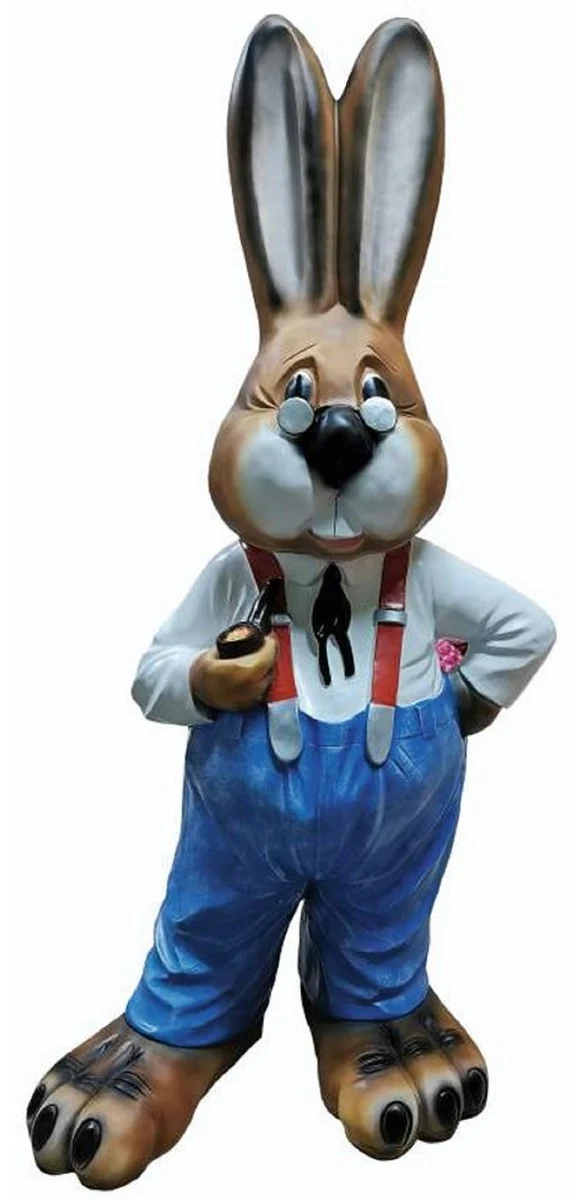 Casa Padrino Luxus XXL Deko Skulptur Hase Mehrfarbig H. 137 cm