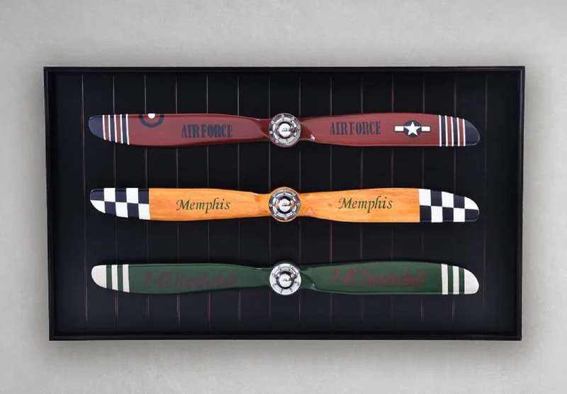 Casa Padrino Luxus Vintage Stil Wanddeko Flugzeug Propeller Mehrfarbig / Schwarz / Silber 170 x 6 x H. 97,5 cm - Luxus Flieger Wand Dekoration - Luxus Kollektion