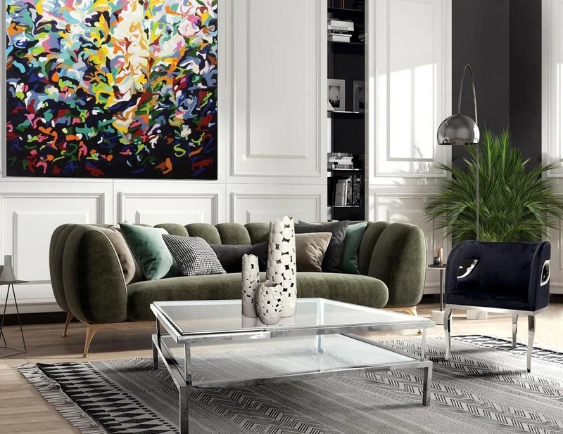 Casa Padrino Luxus Samt Sessel Schwarz / Silber 78 x 55 x H. 59 cm - Wohnzimmer Sessel - Hotel Sessel - Wohnzimmer Möbel - Luxus Möbel - Wohnzimmer Einrichtung - Luxus Einrichtung - Möbel Luxus
