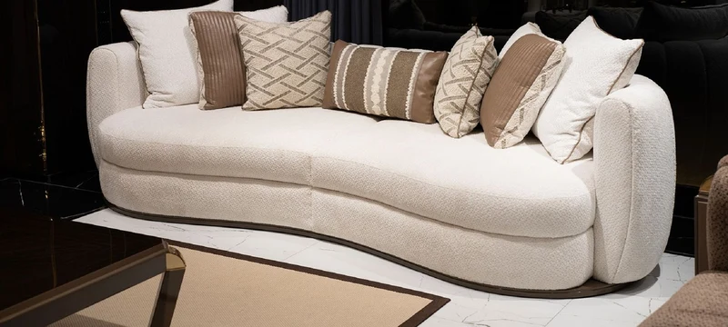 Casa Padrino Luxus Sofa Weiß / Braun - Wohnzimmer Sofa - Hotel Sofa - Wohnzimmer Möbel - Hotel Möbel - Luxus Möbel