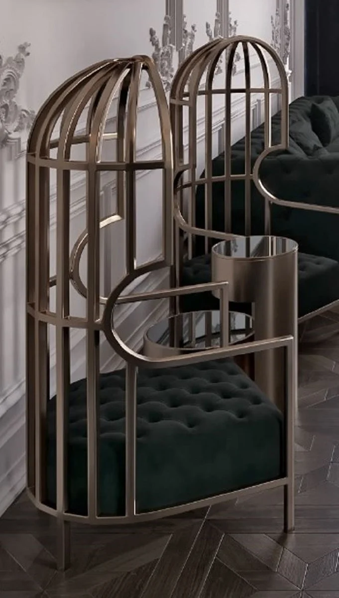 Casa Padrino Luxus Sessel Dunkelgrün / Gold 78 x 78 x H. 156 cm - Wohnzimmer Sessel - Hotel Sessel - Wohnzimmer Möbel - Hotel Möbel - Luxus Möbel