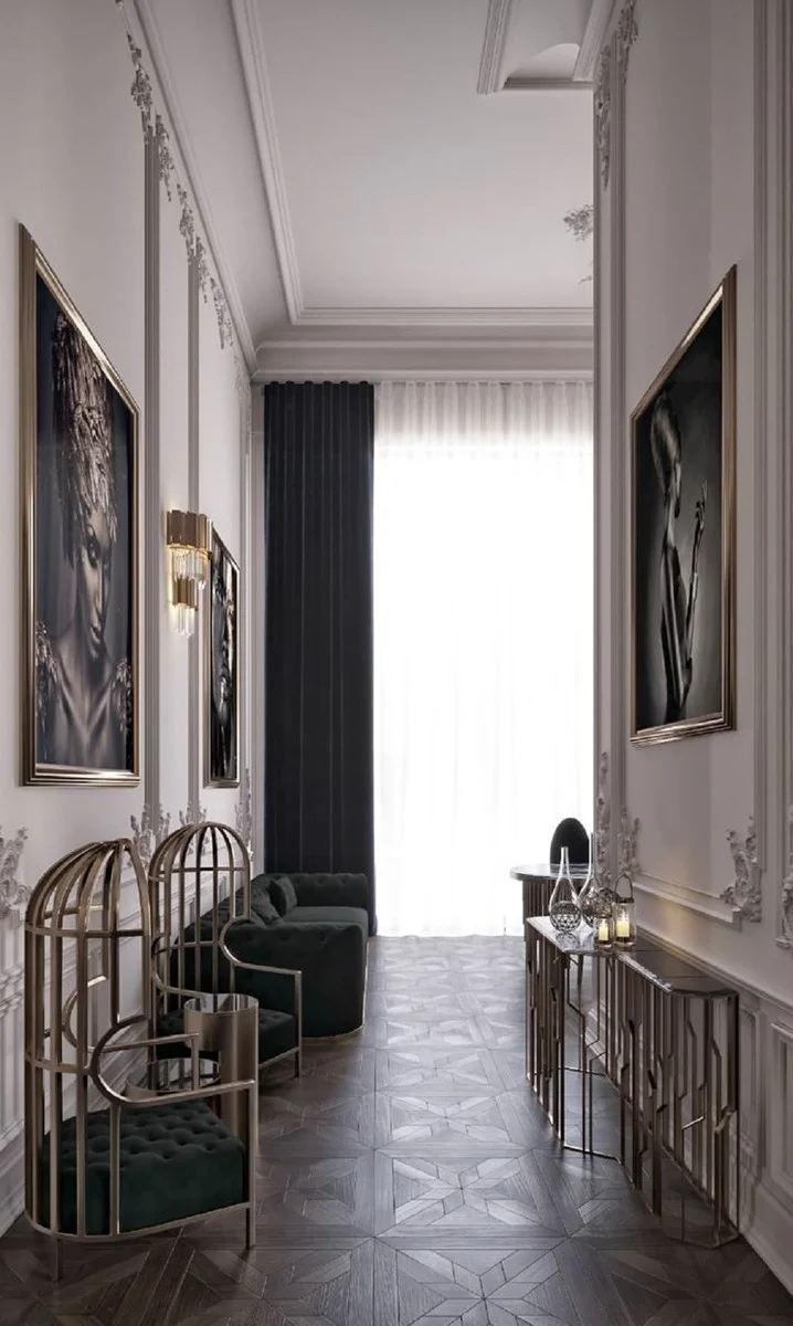 Casa Padrino Luxus Sessel Dunkelgrün / Gold 78 x 78 x H. 156 cm - Wohnzimmer Sessel - Hotel Sessel - Wohnzimmer Möbel - Hotel Möbel - Luxus Möbel