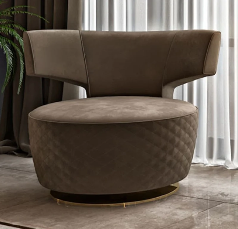 Casa Padrino Luxus Drehsessel Braun / Gold 98 x 79 x H. 77 cm - Wohnzimmer Sessel - Hotel Sessel - Wohnzimmer Möbel - Hotel Möbel - Luxus Möbel