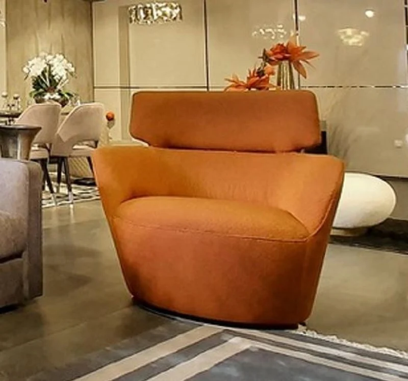 Casa Padrino Luxus Sessel Orange 90 x 85 x H. 97 cm - Wohnzimmer Sessel - Hotel Sessel - Wohnzimmer Möbel - Hotel Möbel - Luxus Möbel - Luxus Einrichtung