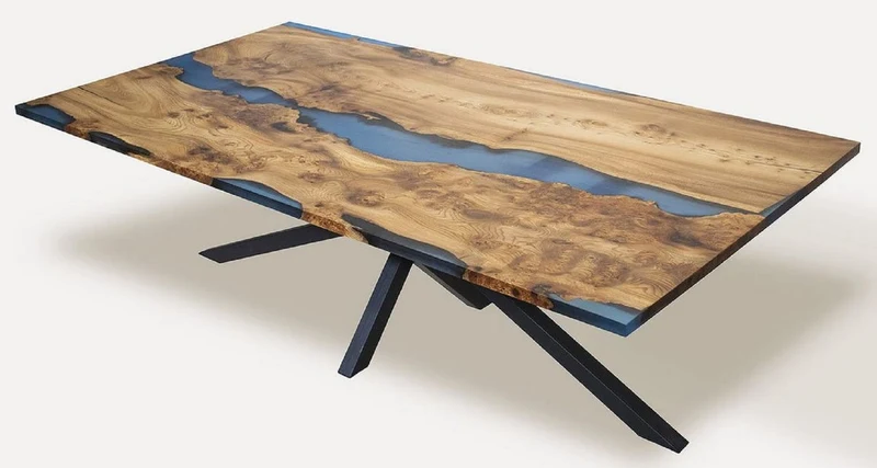 Casa Padrino Luxus Esstisch Braun / Blau / Schwarz 250 cm