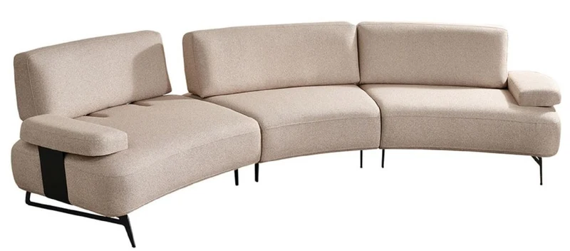Casa Padrino Luxus Sofa mit verstellbaren Rückenlehnen Beige / Schwarz 350 cm