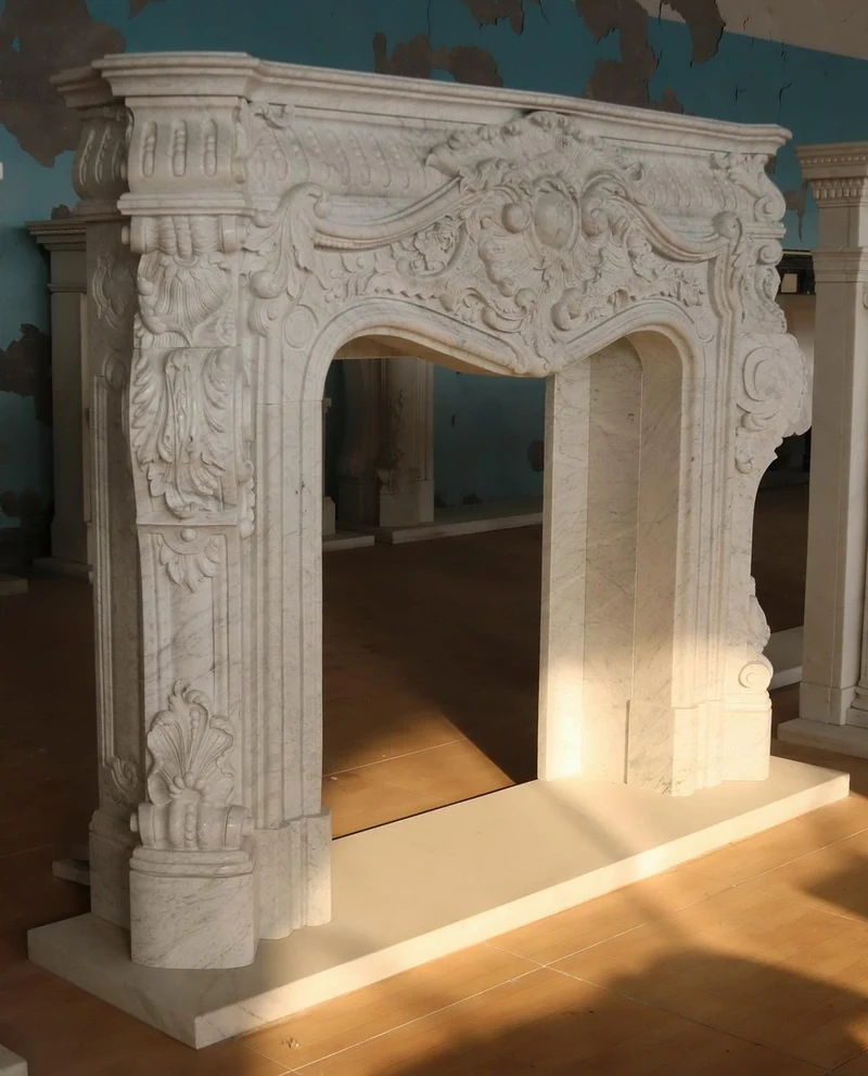Casa Padrino Luxus Barock Marmor Kaminumrandung Weiß 200 x H. 160 cm