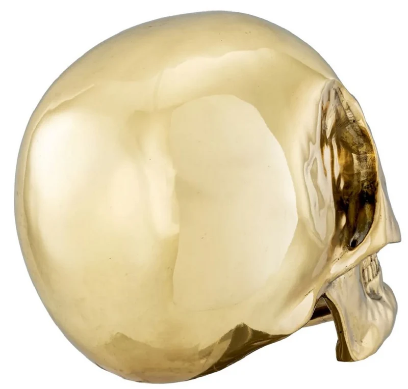 Philipp Plein Luxus Designer Deko Totenkopf Gold 14 x 22 x H. 16 cm