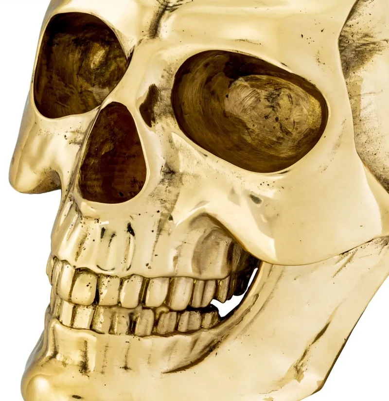 Philipp Plein Luxus Designer Deko Totenkopf Gold 14 x 22 x H. 16 cm