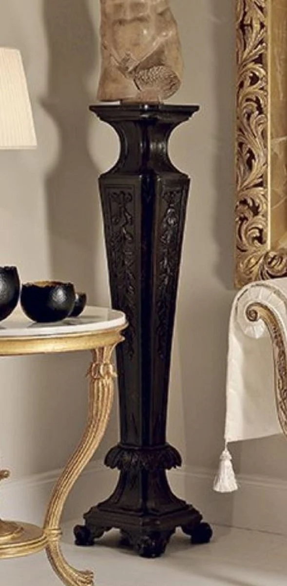 Casa Padrino Luxus Barock Säule Schwarz - Prunkvolle Massivholz Deko Säule - Hotel Möbel - Schloss Möbel - Wohnzimmer Möbel - Luxus Qualität - Made in Italy