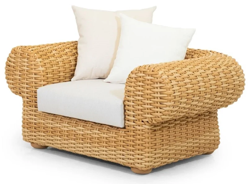 Casa Padrino Luxus Gartensessel Naturfarben / Weiß 135 cm