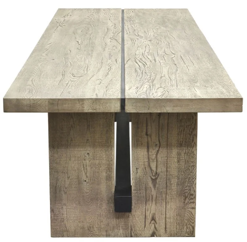 Casa Padrino Landhausstil Massivholz Esstisch Grau / Schwarz - Verschiedene Größen - Rechteckiger Eichenholz Küchentisch - Massivholz Esszimmer Möbel - Landhausstil Esszimmer Möbel
