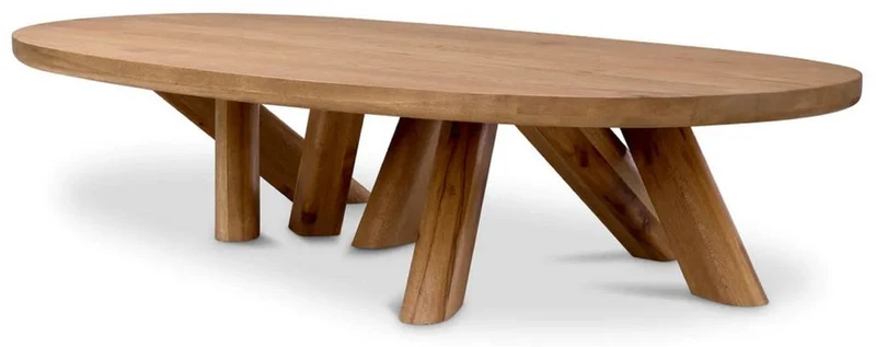 Casa Padrino Luxus Massivholz Couchtisch Braun 170 x 85 x H. 35 cm - Ovaler Eichenholz Wohnzimmertisch - Wohnzimmer Möbel - Luxus Möbel - Luxus Qualität