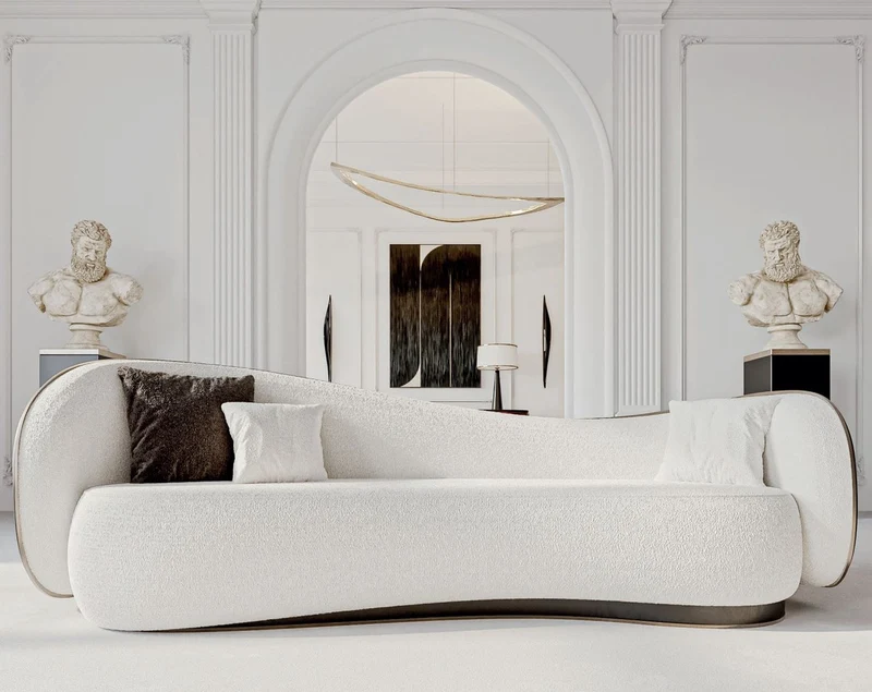 Casa Padrino Luxus Sofa Weiß / Schwarz / Silber 280 x 115 x H. 78 cm - Wohnzimmer Sofa - Hotel Sofa - Wohnzimmer Möbel - Hotel Möbel - Luxus Möbel