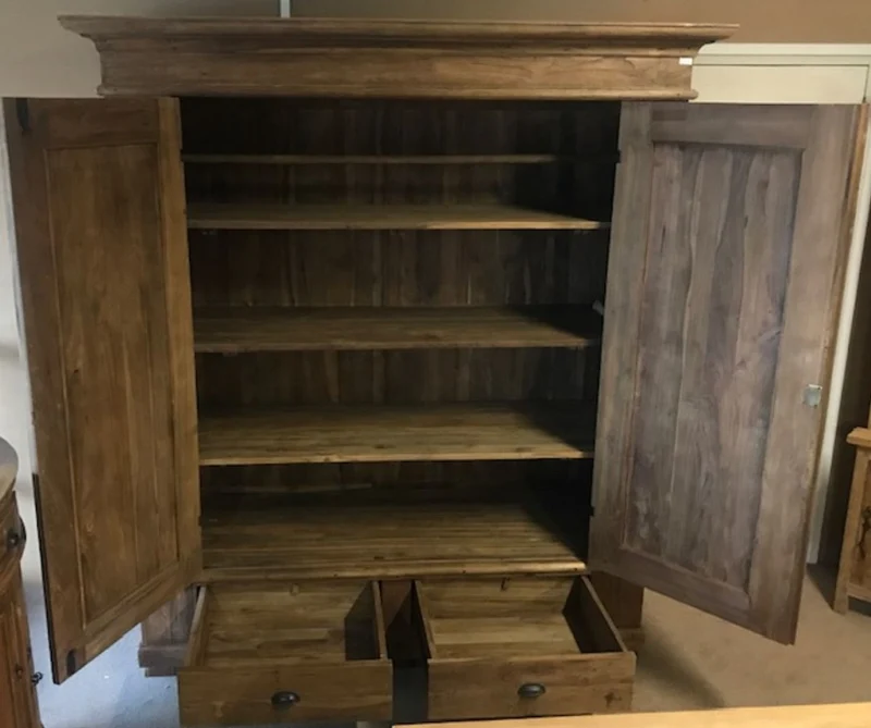 Casa Padrino Landhausstil Teakholz Schlafzimmer Schrank Braun 188 cm