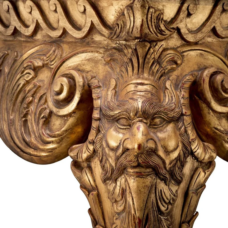 Casa Padrino Luxus Barock Konsole Antik Gold / Grün - Handgefertigter Massivholz Konsolentisch mit Marmorplatte - Luxus Wohnzimmer Möbel im Barockstil - Barock Möbel - Barock Einrichtung