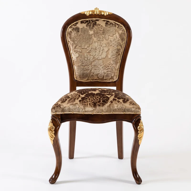 Casa Padrino Luxus Barock Esszimmer Stuhl mit elegantem Muster Gold / Braun / Gold - Esszimmer Möbel im Barockstil - Luxus Möbel im Barockstil - Barock Möbel - Barock Interior