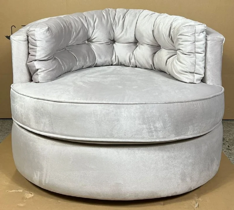 Casa Padrino Luxus Drehsessel Silber 90 x 86 x H. 72 cm - Wohnzimmer Sessel mit edlem Samtstoff - Wohnzimmer Möbel - Luxus Möbel