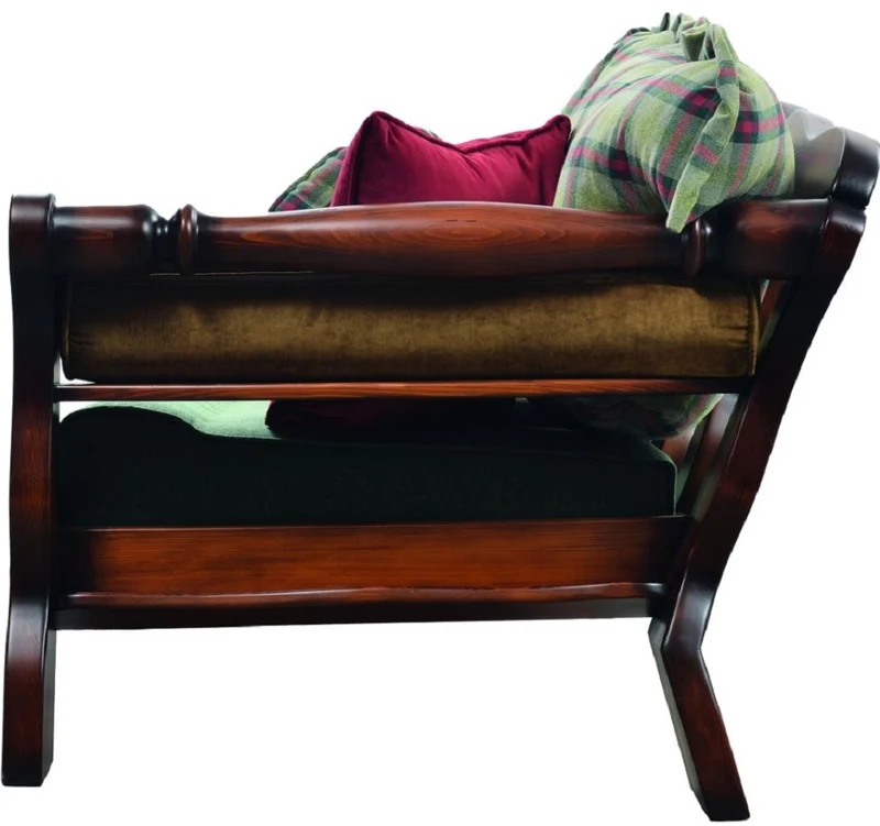 Casa Padrino Luxus Vintage Stil Sofa Grün / Rot / Dunkelbraun 185 x 98 x H. 85 cm - Massivholz Wohnzimmer Sofa mit elegantem Muster - Wohnzimmer Möbel - Luxus Möbel - Vintage Stil Möbel