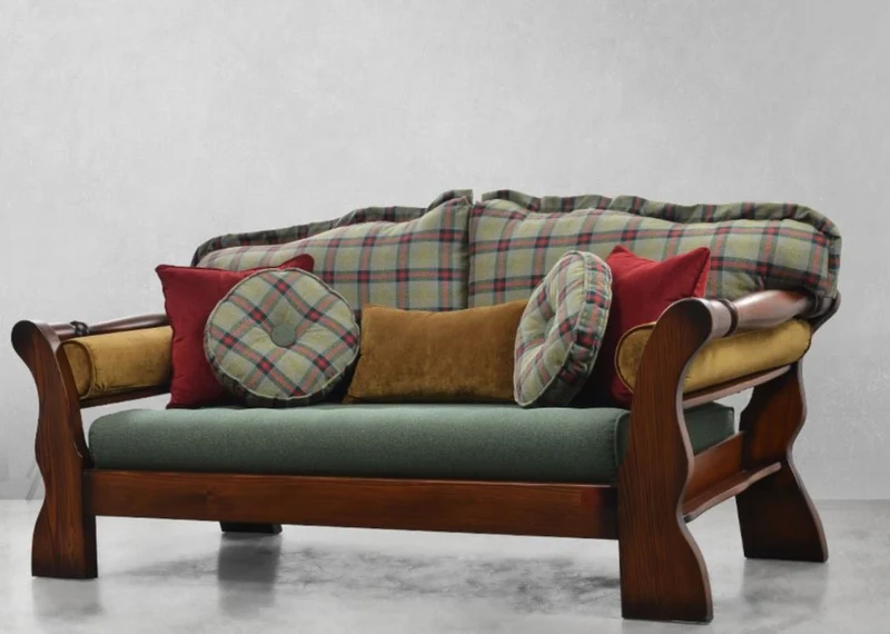 Casa Padrino Luxus Vintage Stil Sofa Grün / Rot / Dunkelbraun 185 x 98 x H. 85 cm - Massivholz Wohnzimmer Sofa mit elegantem Muster - Wohnzimmer Möbel - Luxus Möbel - Vintage Stil Möbel
