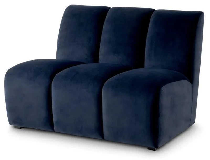 Casa Padrino Luxus Samt Sofa Element Mitternachtsblau / Schwarz 108,5 x 94,5 x H. 83 cm - Erweiterbares Wohnzimmer Sofa - Wohnzimmer Möbel - Luxus Möbel