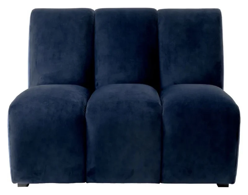 Casa Padrino Luxus Samt Sofa Element Mitternachtsblau / Schwarz 108,5 x 94,5 x H. 83 cm - Erweiterbares Wohnzimmer Sofa - Wohnzimmer Möbel - Luxus Möbel