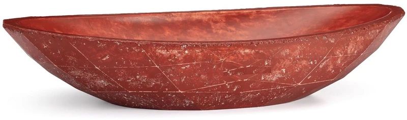 Casa Padrino Luxus Waschbecken Schale Rot / Weiß 60,9 x 29,7 x H. 11,9 cm - Handgefertigtes Beton Waschbecken - Badezimmer Accessoires - Luxus Badezimmer Zubehör