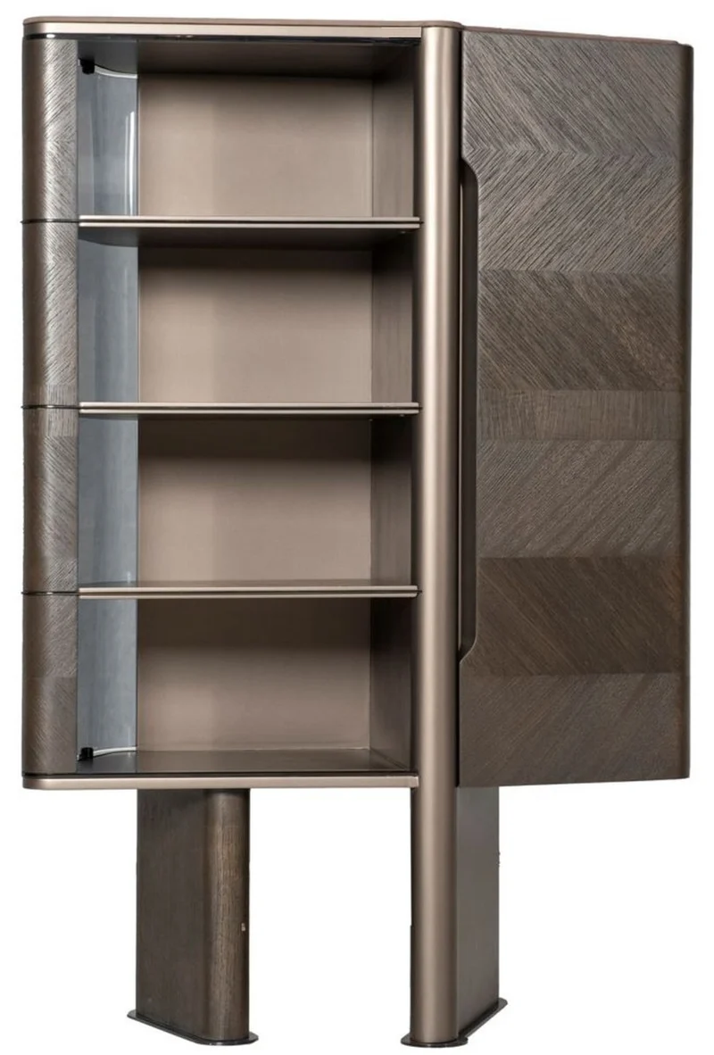 Casa Padrino Luxus Vitrine Dunkelbraun / Bronze 105,95 x 48,15 x H. 170 cm - Vitrinenschrank mit Tür - Hotel Möbel - Luxus Möbel - Luxus Kollektion