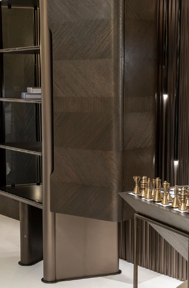Casa Padrino Luxus Vitrine Dunkelbraun / Bronze 105,95 x 48,15 x H. 170 cm - Vitrinenschrank mit Tür - Hotel Möbel - Luxus Möbel - Luxus Kollektion