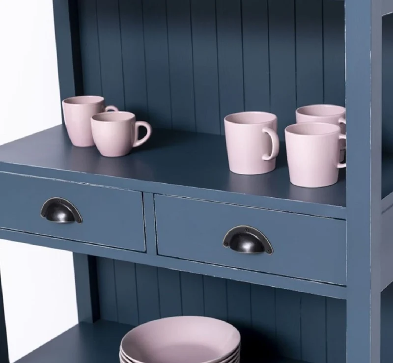 Casa Padrino Landhausstil Shabby Chic Schrank Antik Blau 91 x 39 x H. 197 cm - Landhausstil Esszimmer Schrank - Massivholz Möbel - Landhausstil Shabby Chic Möbel