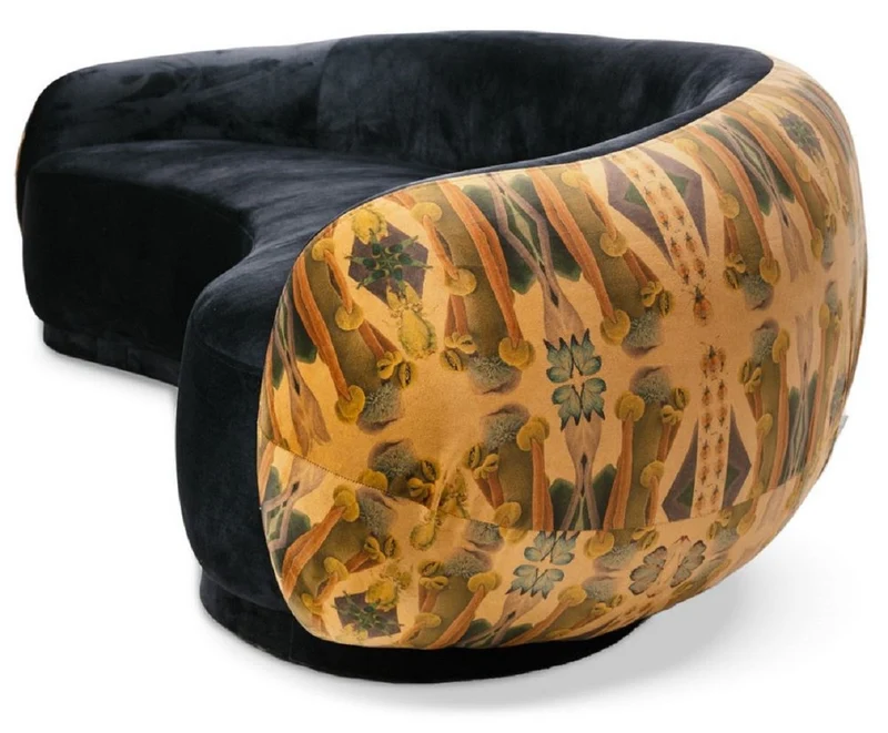 Casa Padrino Luxus Sofa Schwarz / Beige / Mehrfarbig 260 cm