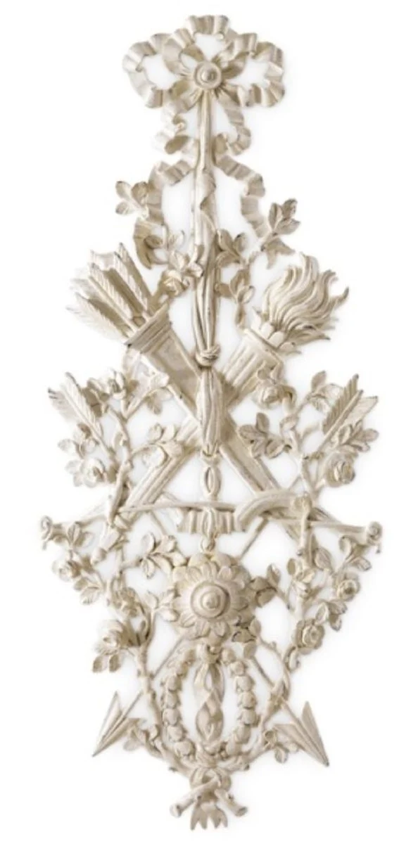 Casa Padrino Luxus Barock Wandornament Weiß - Prunkvolles Massivholz Wanddeko Ornament im Barockstil - Barock Wanddeko - Barock Möbel - Luxus Qualität - Made in Italy