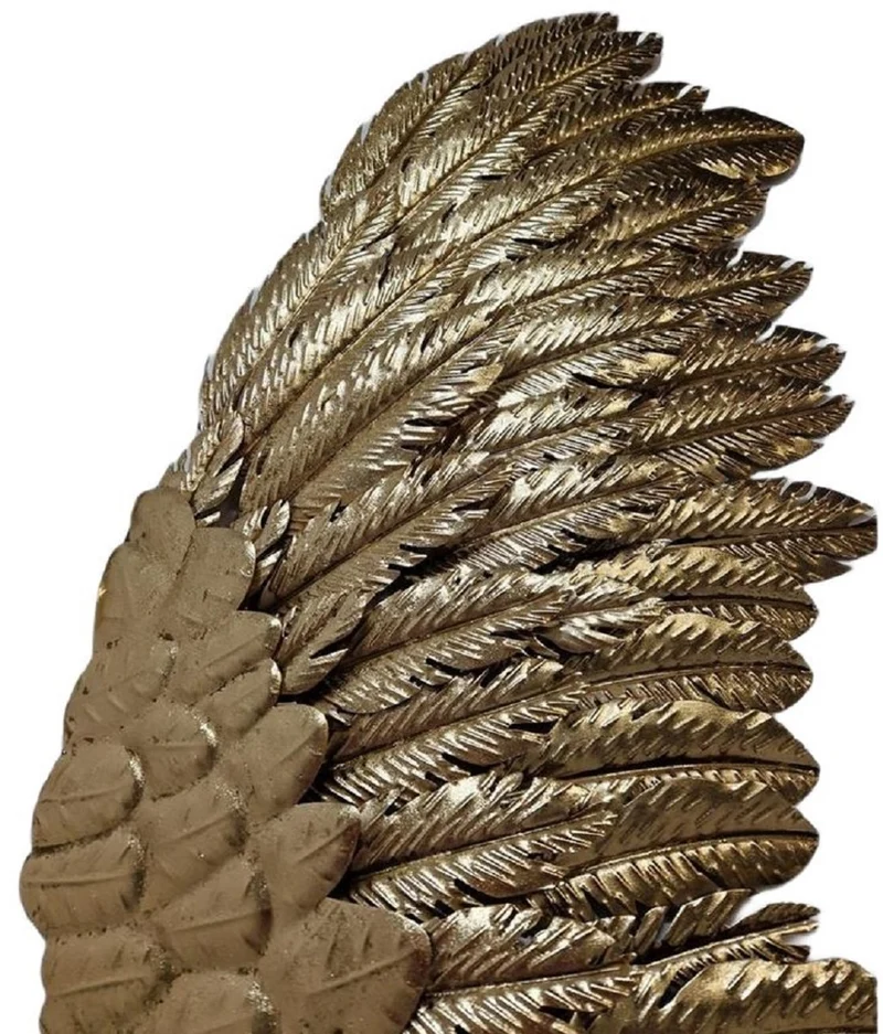 Casa Padrino Luxus Wanddeko Engelsflügel Gold 44,5 x 4,4 x H. 115,6 cm - Dekorative Metall Flügel - Deko Accessoires