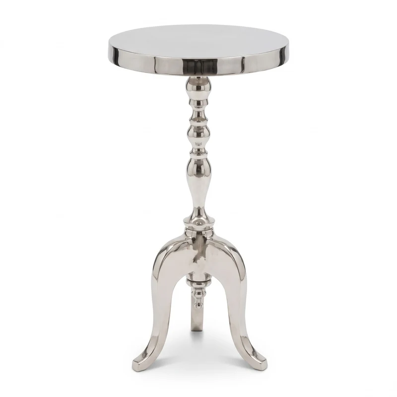 Casa Padrino Luxus Beistelltisch Silber Ø 28 x H. 60 cm - Runder Aluminium Tisch - Wohnzimmer Möbel - Aluminium Möbel - Luxus Möbel