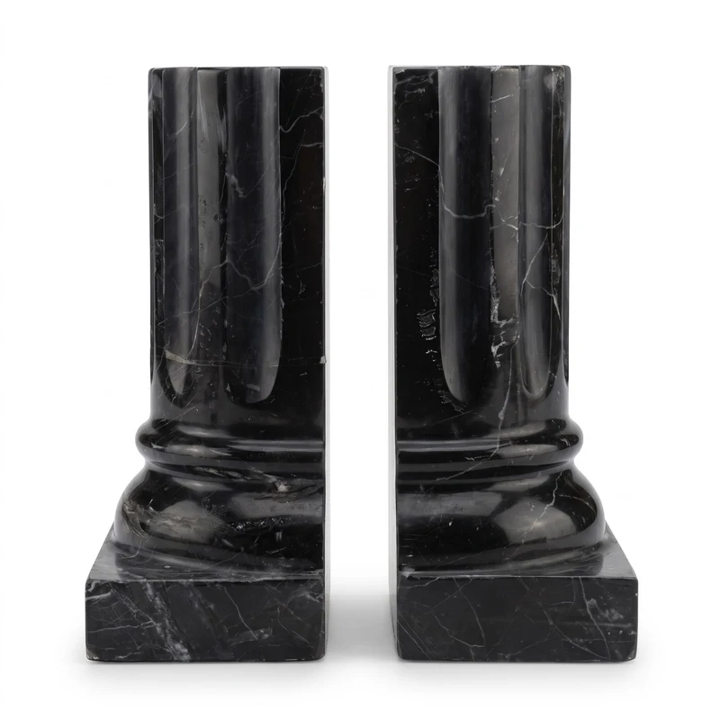 Casa Padrino Luxus Marmor Buchstützen Set Barock Säulen Schwarz H. 21 cm