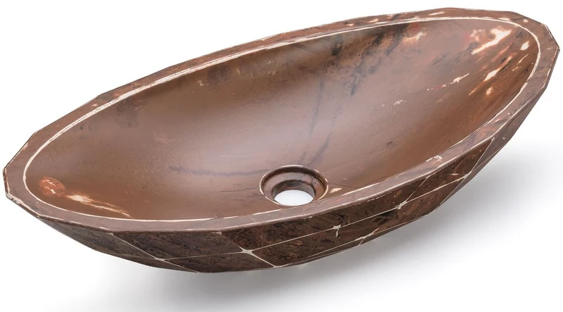 Casa Padrino Luxus Waschbecken Schale Braun / Weiß 60,9 x 29,7 x H. 11,9 cm - Handgefertigtes Beton Waschbecken - Badezimmer Accessoires - Luxus Badezimmer Zubehör