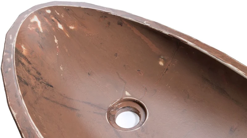 Casa Padrino Luxus Waschbecken Schale Braun / Weiß 60,9 x 29,7 x H. 11,9 cm - Handgefertigtes Beton Waschbecken - Badezimmer Accessoires - Luxus Badezimmer Zubehör