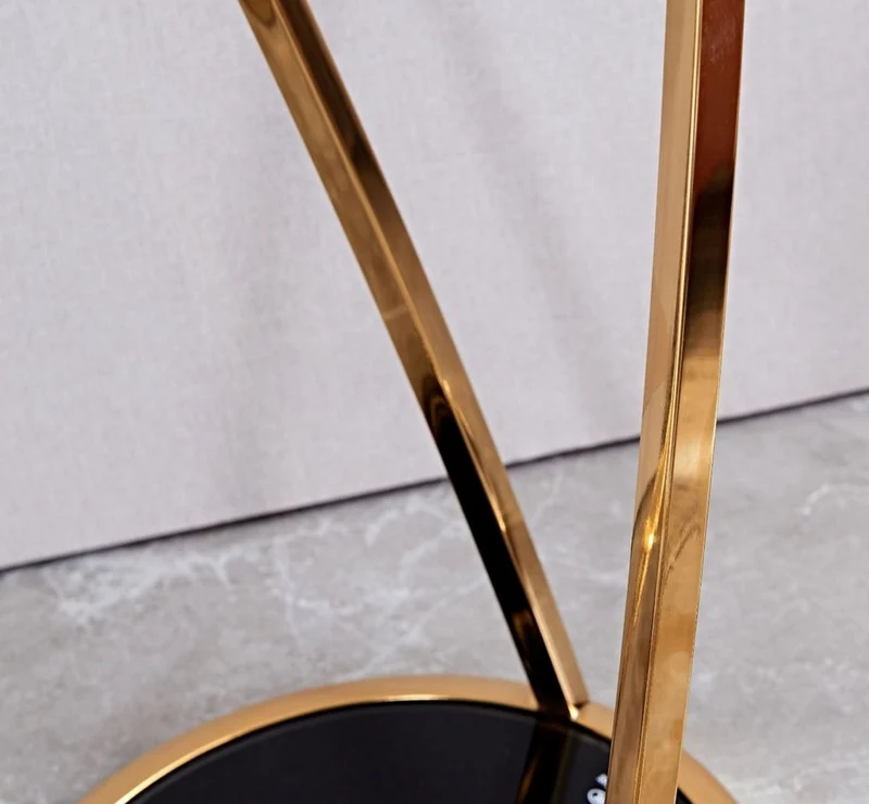 Casa Padrino Luxus Beistelltisch Gold / Schwarz Ø 35 x H. 70 cm - Runder Edelstahl Blumentisch mit getönten Glasplatten - Wohnzimmer Möbel - Luxus Möbel