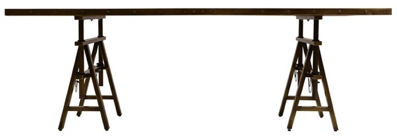 Casa Padrino Luxus Vintage Industrie Stil Esstisch Braun / Messing 226,5 x 111 x H. 75,5 cm - Rechteckiger Esszimmertisch mit Massivholz Tischplatte - Luxus Vintage Industrie Stil Esszimmer Möbel