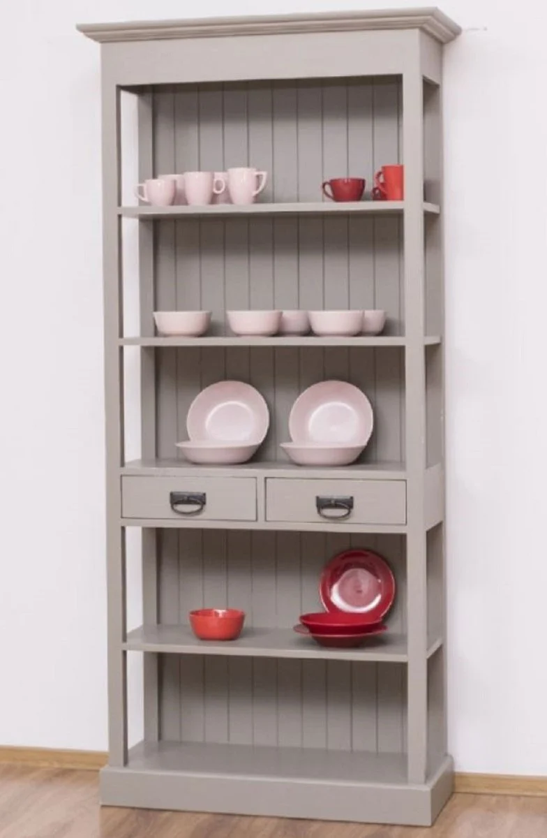 Casa Padrino Landhausstil Shabby Chic Schrank Antik Grau 91 x 39 x H. 197 cm - Landhausstil Esszimmer Schrank - Massivholz Möbel - Landhausstil Shabby Chic Möbel