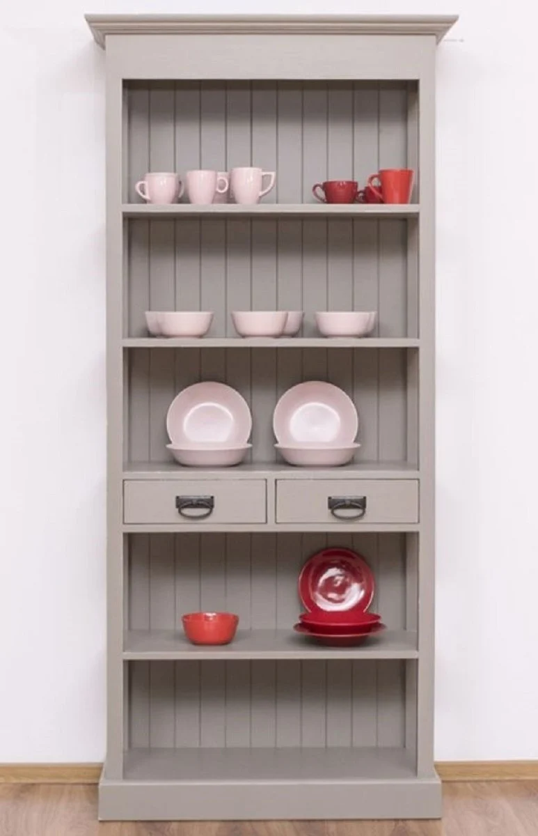 Casa Padrino Landhausstil Shabby Chic Schrank Antik Grau 91 x 39 x H. 197 cm - Landhausstil Esszimmer Schrank - Massivholz Möbel - Landhausstil Shabby Chic Möbel