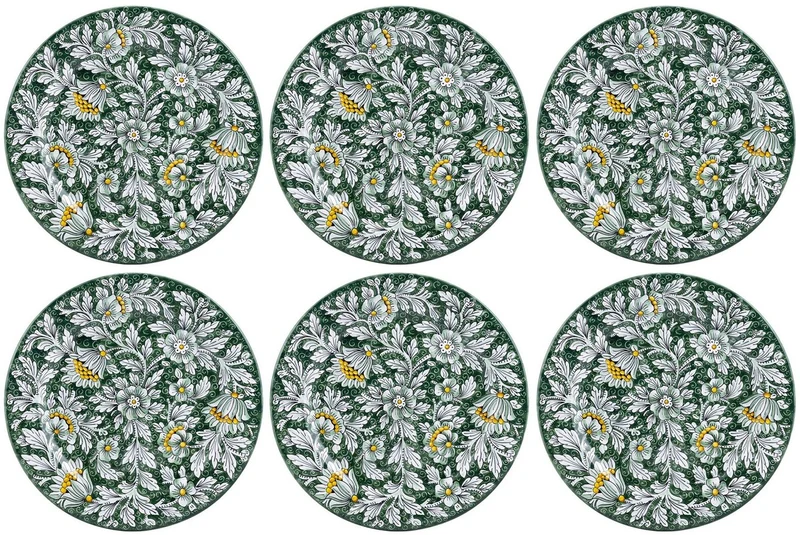 Casa Padrino Luxus Keramik Teller 6er Set Grün Ø 32 cm - Made in Italy