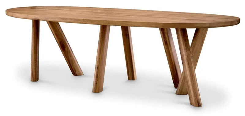 Casa Padrino Luxus Esstisch Braun 259 x 109 x H. 76,5 cm - Ovaler Küchentisch mit massiver Eichenholz Tischplatte - Esszimmer Möbel - Küchen Möbel - Luxus Möbel - Luxus Einrichtung